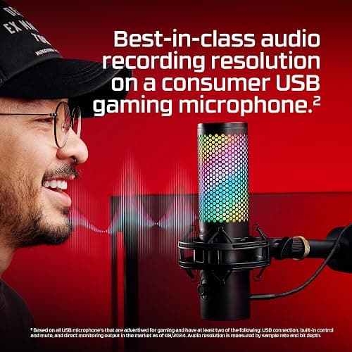 HyperX QuadCast 2 S – USB Microphone, with RGB Lighting, Streaming and Podcasting, with On-Board Controls, LED Lighting, Removable Shock Mount, PC, Mac, USB-C - Black thumbnail 12