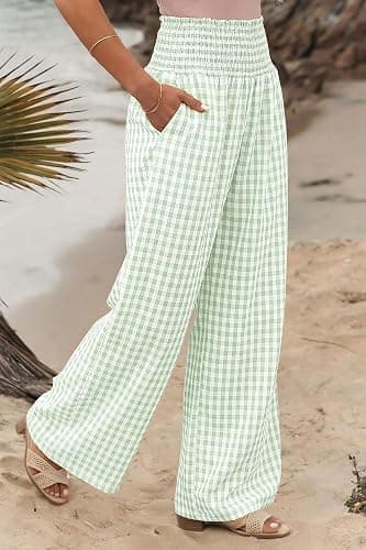 Dokotoo Womens Striped Gingham Pants 2026 Casual Pants Cute Comfy Bottoms with Pockets Plaid Outfits thumbnail 2