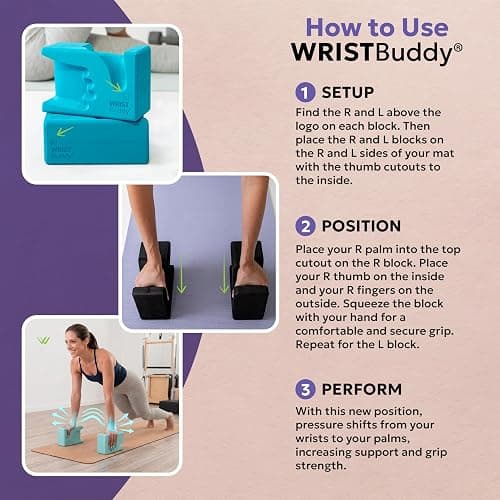 WRISTBuddy® Hand-Shaped Ergonomic Yoga Blocks for Optimal Wrist Support During Yoga, Pilates, Pushups, Planks, and Handstands - Patented Non Slip Blocks for Enhanced Stability and Comfort. thumbnail 10