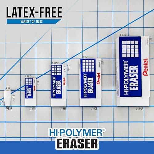 Pentel Hi-Polymer Block Eraser Small White, Pack of 4 (ZEH05BP4) thumbnail 7
