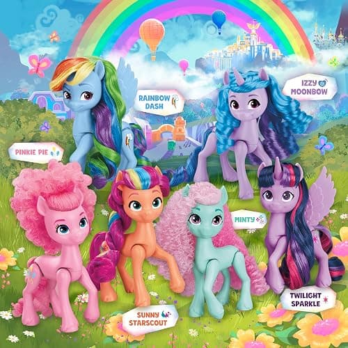 My Little Pony Dolls Rainbow Celebration, 6 Pony Figure Set, 5.5-Inch Dolls, Toys for 3 Year Old Girls and Boys, Unicorn Toys (Amazon Exclusive) thumbnail 4