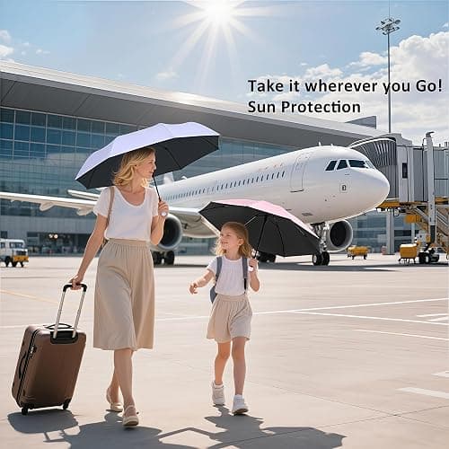 BAODINI Travel Essentials Mini Umbrella for Purse With Case Small Compact UV Sun Protection Lightweight Tiny Pocket Manual Open Close Umbrella for Women Kids and Men Fits Purse Backpack thumbnail 2