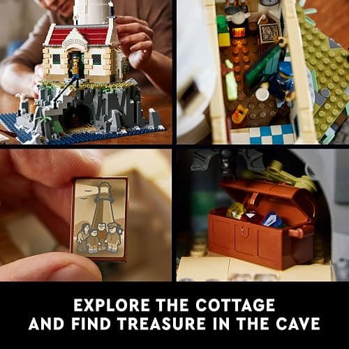 LEGO Ideas Motorized Lighthouse 21335 Adult Model Building Kit, Complete with Rotating Lights, Quaint Cottage and a Mysterious Cave, Creative Gift Idea thumbnail 6