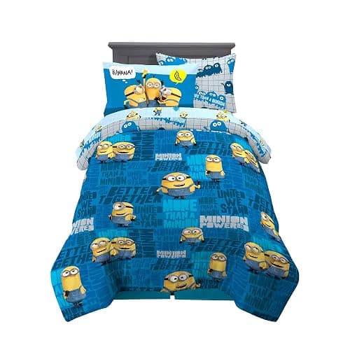 Franco Kids Bedding Super Soft Comforter and Sheet Set with Sham, 5 Piece Twin Size, Minions The Rise Of Gru - Image 1