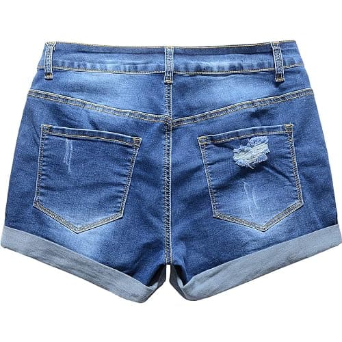 vanberfia Women's Stretchy Denim Mid Rise Jean Shorts with Pockets… thumbnail 3