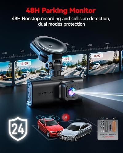REDTIGER 4K STARVIS 2 Dashcam Front Rear, 5GHz WiFi 20MB/s, Free 128GB Card | Voice Control, Touch Screen, GPS, Loop Recording, Parking Mode, Audio Recording, WDR Night Vision, Supercapacitor(F7N Touch) thumbnail 7