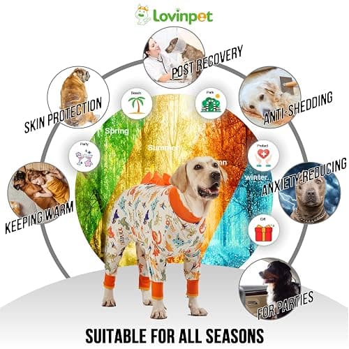 LovinPet Dog Pajamas Large Sized Dog, Anti Licking, Recovery Suit, Lightweight Jurassic Knit, UV for Large Dogs/XXL thumbnail 4