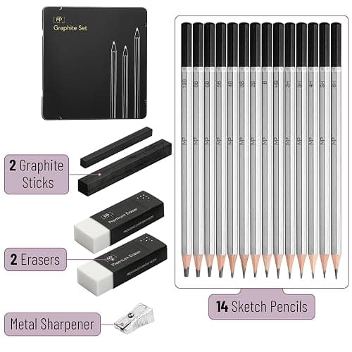 Mr. Pen- Sketch Pencils for Drawing, 19 Pcs, With Graphite Sticks, Erasers and Sharpener, Art Pencils for Sketching thumbnail 4