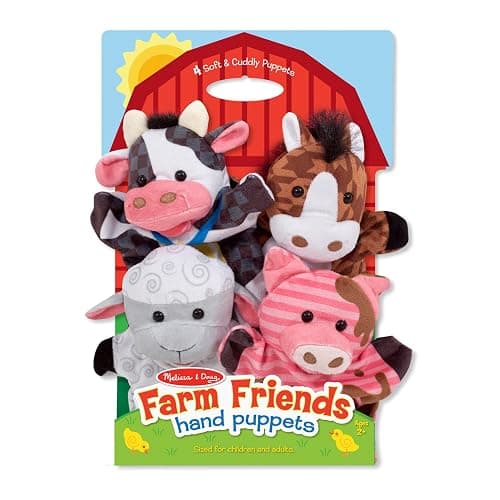 Melissa & Doug Farm Friends Hand Puppets (Set of 4) - Cow, Horse, Sheep, and Pig thumbnail 6