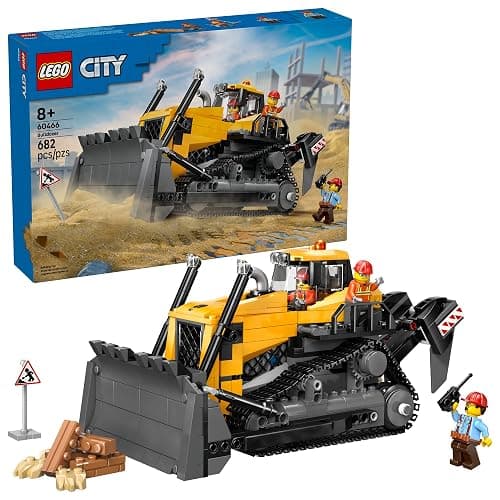 LEGO City Yellow Bulldozer Construction Site Building Toy for Kids, Ages 8+ - Pretend Play Set & Construction-Themed Building Blocks W/Toy Bulldozer Idea for Boys & Girls - 60466 - Image 1
