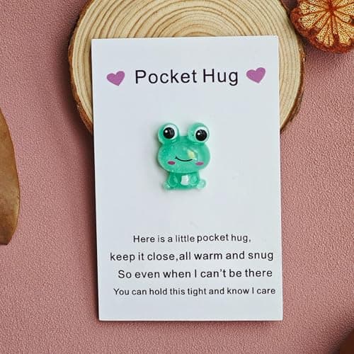 YOJO Pocket Hug Card, Frog Pocket Hug Token, Emotional Support, Pocket Hug with Greeting Cards, Pocket Hug Token, Christmas Anniversary Valentines Birthday Long Distance Gifts for Her Him thumbnail 2