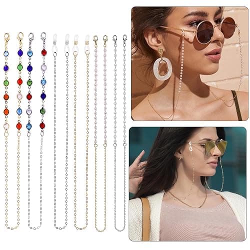 6PCS Spectacle Chain Glasses Chains Sunglasses Beaded Eyeglass Reading Bead Strap Beads Eye Eyewear for Women with Anti-Skid Ear Hooks, Multicolor, 37.5 cm/ 14.7 inches thumbnail 4
