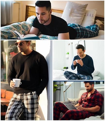 Kinglaman 4 Pack Men' s Flannel Pajama Pants Plaid PJ Bottoms Soft Warm Cotton Lounge Sleepwear with Pockets thumbnail 6