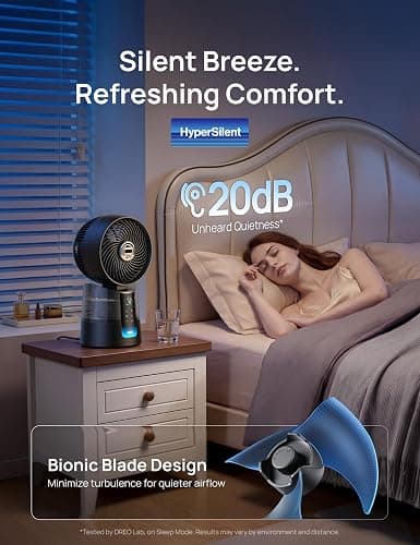 DREO TurboCool Misting Fan 516, 150°+30° Omni-directional Oscillating, Desk Cooling Fan 5℉ Drop, Evaporative air cooler, 26 ft/s Wind, Ultrafine Mist, 20dB, 6 Speeds 2 Modes, Remote Control, Black thumbnail 5