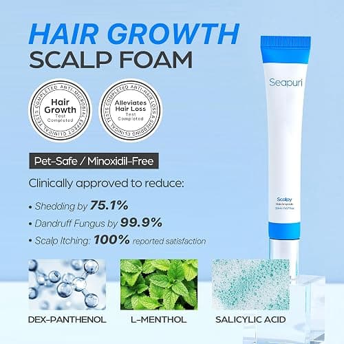 Seapuri Scalpy Hair Growth Serum for Hair Loss & Thinning | Mothers Day Gifts for Mom | Scalp Massager Treatment w/Salicylic Acid, Menthol, Dexpanthenol | Non-Greasy, Lightweight | Exfoliate Dandruff - 0.67 Fl Oz (Pack of 1) thumbnail 4