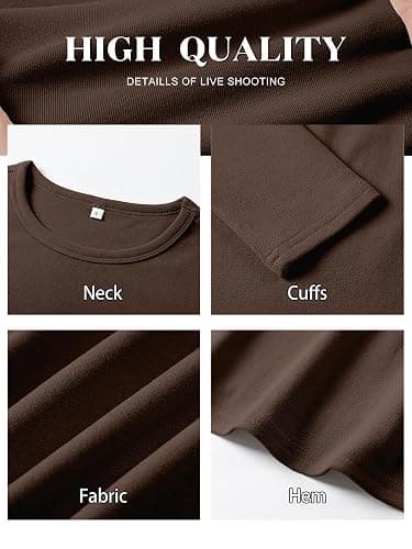 ANRABESS Womens Long Sleeve Thermal Shirts Slim Fit Basic Tee Tops Warm Fleece Undershirts 2025 Fall Winter Layer Outfits thumbnail 4