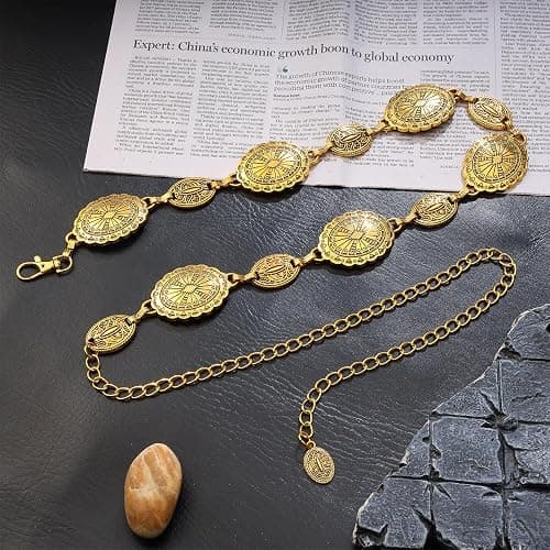 Eigso Boho Lapse Concho Chain Waist Belts for Women Cowgirl Waist Harness Gold Waists Chains Belt thumbnail 4
