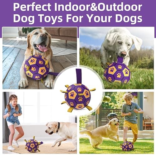 QDAN Extra Large Dog Toys Soccer Ball - Durable Dog Balls for Extra Large Dogs with Straps, Interactive Dog Tug Toy with Strap for Tug of War (9 Inch) thumbnail 3