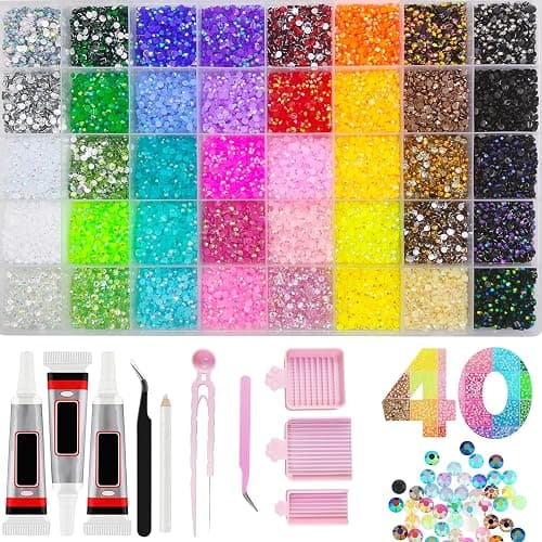 Bedazzling Kit 40 Colors 3mm Rhinestones Gems 32000pcs Nail Gems | bedazzling kit with glue and pen - Image 1