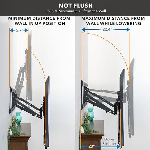 Mount-It! Fireplace Mantel TV Wall Mount, Above Fireplace Pull Down Mantle Mount thumbnail 4