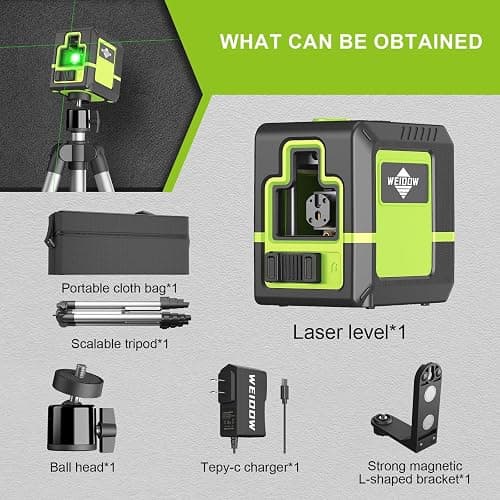 Laser Level with Tripod，Self Leveling Laser Level Green Line Laser Cross Line Laser Leveler Tool for Picture Hanging, Tile, Home Renovation thumbnail 7