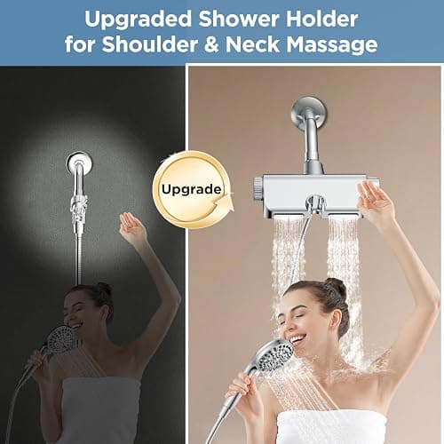 MakeFit Filtered Shower Head with Handheld Combo - Dual 2-in-1 Spa System with Massage Shower and 10 Modes Hand Held Shower High Pressure with Built in Power Wash Mode (Chrome) thumbnail 3