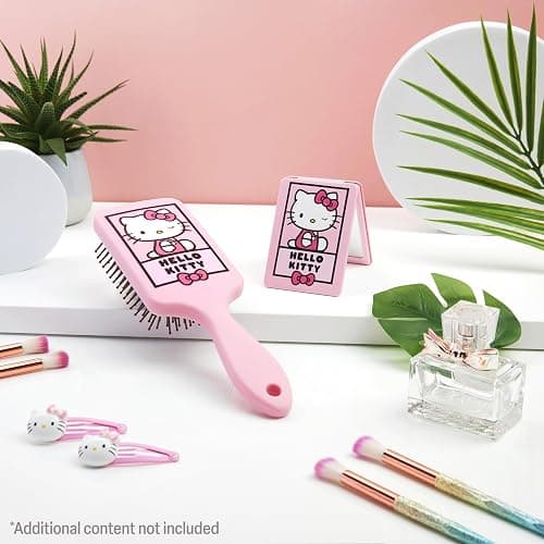 Hello Kitty Hair Brush and Compact Mirror Set, Kawaii Valentines Day Gifts for Women, Wife, Girlfriend, Girls, Teens, Detangler Brush, Kawaii Cute Stuff, Makeup Gifts (Hello Kitty Brush & Mirror) thumbnail 2