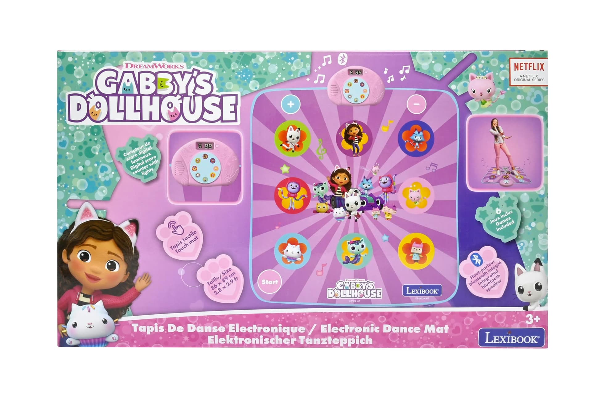 Lexibook, Gabby's Dollhouse, Electronic Dance Floor Mat, Illuminated Keys, Built-in Speaker, Purple, DM10GDH thumbnail 5