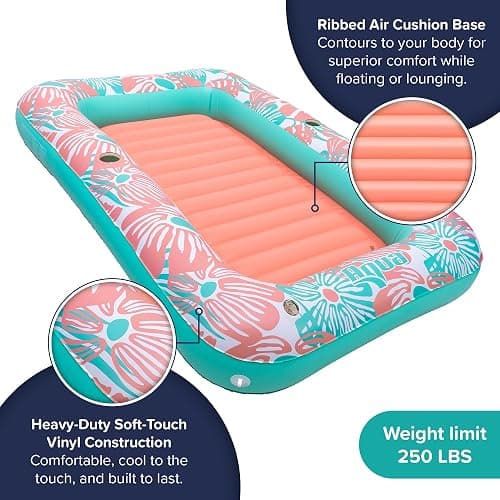 Aqua Inflatable Tanning Pool Lounger, Premium Pool Float with Cupholders and Removeable Pillow for Relaxation and Fun thumbnail 4