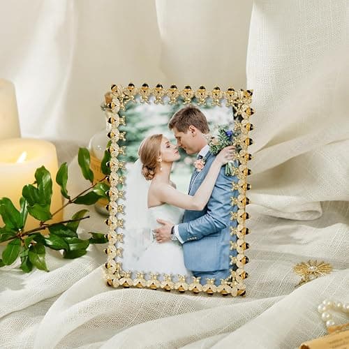 Synovana Gold Bee Picture Frame for 4x6 Photos – Elegant Decorative Bumble Bee Photo Frame Accents – Thoughtful Gift for Her Wedding Anniversary or Nature-Inspired Home Décor thumbnail 2