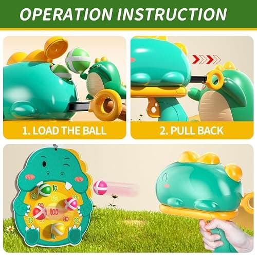 Bennol Dinosaur Shooting Game Toys Gifts for 3 4 5 6 Year Old Boys Kids, Dinosaur Outdoor & Indoor Dart Board with Sticky Balls Toys for Kids Ages 3-5 6-8, Birthday Gifts for 3+ Year Old Boys Girls thumbnail 4