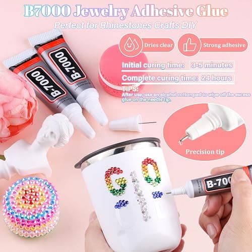 22000Pcs Resin Rhinestones for Bedazzling with 3Pcs B7000 Jewelry Glue, Multicolor 2/3/4mm Flatback Gems Rhinestones for Crafting, Clothing Tumblers Mugs Shoes Fabric Decor Nail Art thumbnail 5