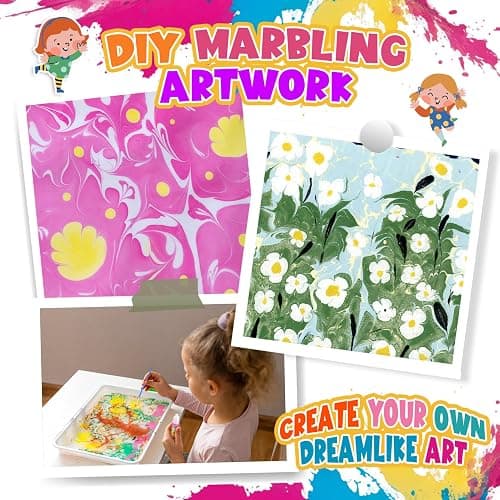Hapikids Glow Water Marbling Paint for Kids, Arts and Crafts for Kids Age 6-12 Toys for 7-12 Year Old Girls Gift for 9 10 11 Year Olds Girls Boys Crafts for Kid Age 7-12 Birthday Gift Ideas thumbnail 5