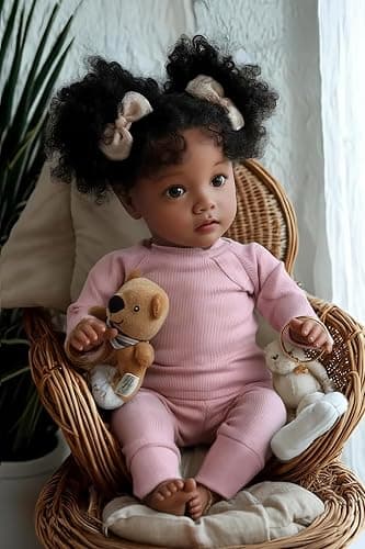 BABESIDE Lifelike Reborn Baby Dolls Daisy Black Girl- 20 Inch Soft Body Realistic-Newborn Handmade Real Life Baby Dolls with Clothes and Toy Gift for Kids Age 3+ - Image 1