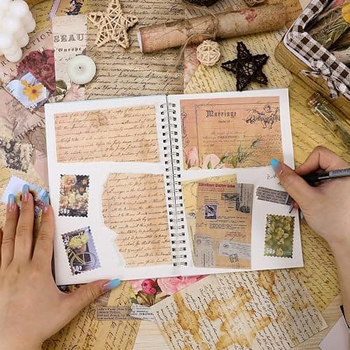 300PCS Vintage Scrapbooking Supplies Scrapbook Paper Journaling Kit Aesthetic Decorative Craft DIY Stickers Kits for Bullet Journaling, Junk Journal, Retro Crafts(Vintage) thumbnail 6