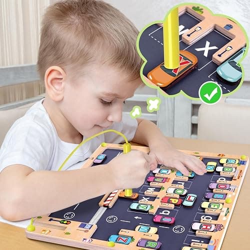 Scuwtocn Wooden Magnetic Alphabet Maze Letter Puzzle, Montessori Fine Motor Skills Toys for Boys Girls 3 4 5 Years Old, ABC Learning Toys for Kids Age 3+, Christmas, Birthday Present thumbnail 4