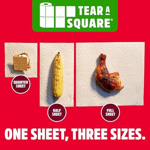 Brawny Tear-A-Square 3-Ply Paper Towels, 2 Triple Rolls = 6 Regular Rolls, Strong, Absorbent, and Durable with 3 Sheet Sizes (Quarter, Half, Full) thumbnail 6