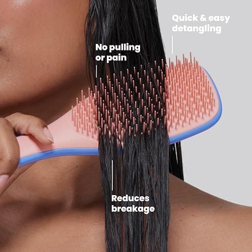 Tangle Teezer Ultimate Detangler Brush, Straight to Wavy, Apricot Blaze | Patented two-tier, regular-flex teeth reduce breakage & split ends on wet or dry hair; Shower-friendly hairbrush for all ages thumbnail 4