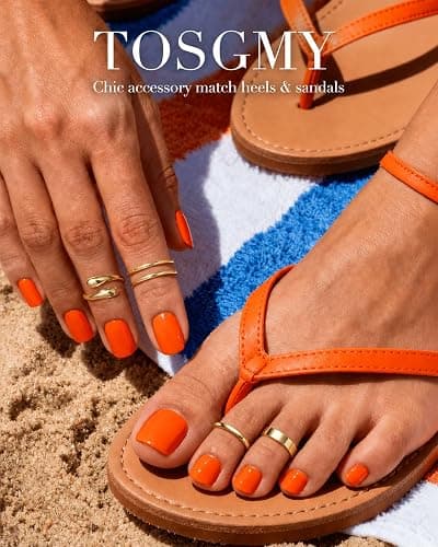 TOSGMY 4Pcs Toe Rings for Women Non Tarnish 14K Gold Filled Toe Ring Adjustable Flower CZ Band Wave Dainty Toe Ring Summer Beach Open Toe Rings Set Waterproof Toe Jewelry Foot Jewelry thumbnail 7
