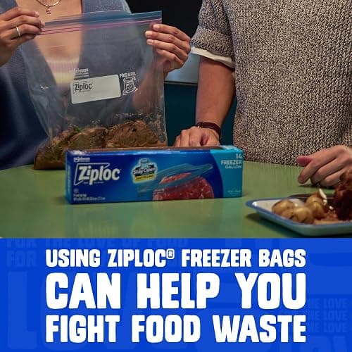 Ziploc Gallon Food Storage Freezer Bags, 132ct Total, Stay Open Design, Easy to Fill, 66 Count, 2 Pack, 132 Total thumbnail 5