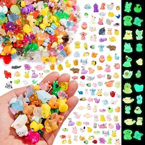 Cuteseven 300Pcs Mini Resin Animals Bulk 300 Styles Variety Tiny Animals Figure to Hide Luminous Glow in The Dark for Miniature Fairy Garden Decoration Hide Crafts Decor thumbnail 4