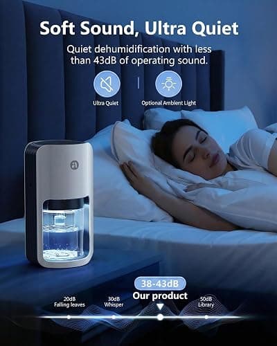 Small Dehumidifier for Bedroom, 42oz Dehumidifier with Auto Shut Off, Quiet Portable Dehumidifier for Bathroom, Closet, RV, 7 Color Night Light thumbnail 4