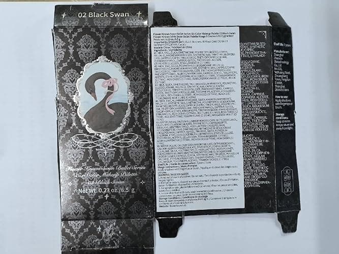 Flower Knows Swan Ballet Six-Color Makeup Palette,Black Red Face Makeup Palette with 4 Matte + 2 Shimmer Shades,Blendable Smooth Cute Make Up,0.23 Oz(02 Black Swan) thumbnail 9