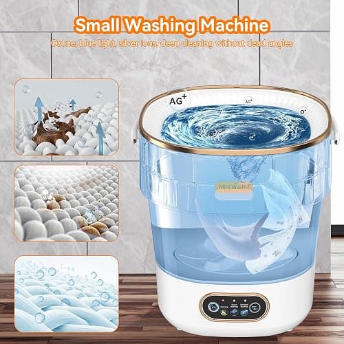 JUJOJB Portable Washing Machine, Folding 20L Mini Washer and Spin-Dryer | 3 modes with deep cleaning. Compact for apartments, dorms, home, RV, and travel. For small clothes and delicates. White. thumbnail 5