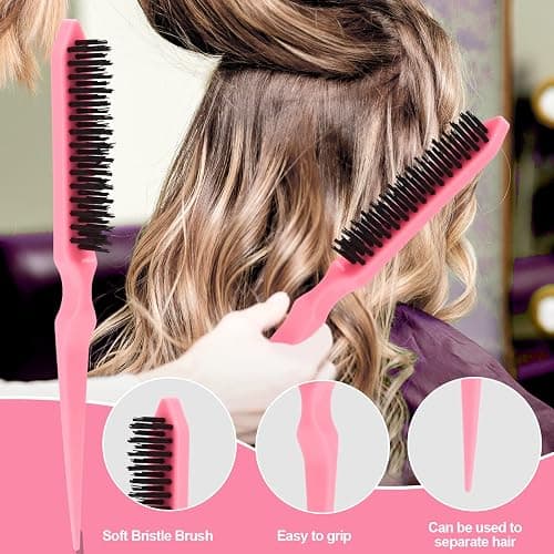 SWEET VIEW 3 Pcs Slick Back Hair Brush, Rat Tail Comb, Edge | Bristle Brush, Hair Accessories for Girls, Kids, Toddlers Sleek Ponytail/Bun, Edge Control and Smoothing Baby Hair & Flyaways thumbnail 4