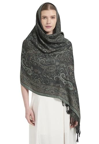 Umjetnost Womens Soft Silky Pashmina Rave Scarf Paisley Pattern Pashmina Shawl Wrap with Fringes thumbnail 4