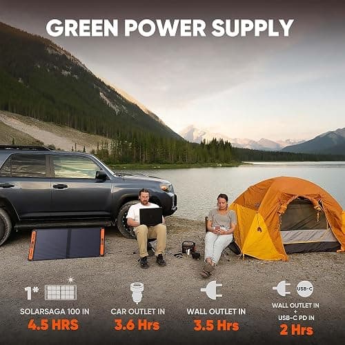 Jackery Solar Generator 300, 293Wh Backup Lithium Battery with 1XSolar Panel SolarSaga 100W, 110V/300W Pure Sine Wave AC Outlet for RV Outdoors Camping Travel Blackout thumbnail 4