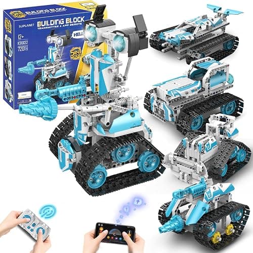 Suplanet STEM Robot for Kids Ages 8-14, 5-in-1 Remote Control and APP Programmable Robot Toys - 720 Pcs DIY Building Science Educational Kit, Building Block Birthday Present for Teen Boys Girls - Image 1