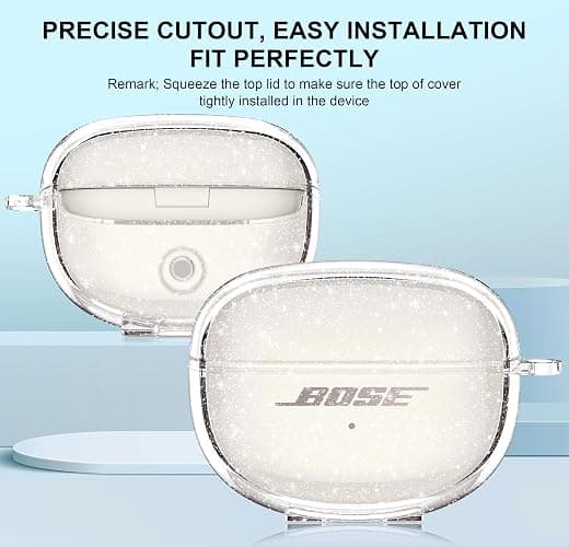 Aircawin for Bose Ultra Open Earbuds Case Glitter,Cute Sparkle Bling for Bose Ultra Open Case Cover 2024,Soft TPU Cover for Bose Open Ear Earbuds Accessories with Carabiner and Cleaning Pen-Glitter thumbnail 2