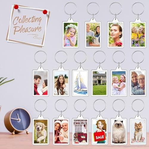 Junkin 150 Pack Acrylic Photo Keychains Clear Personalized Picture Frame Keychain Holder Blank Photo Insert Keyring DIY Favor thumbnail 6
